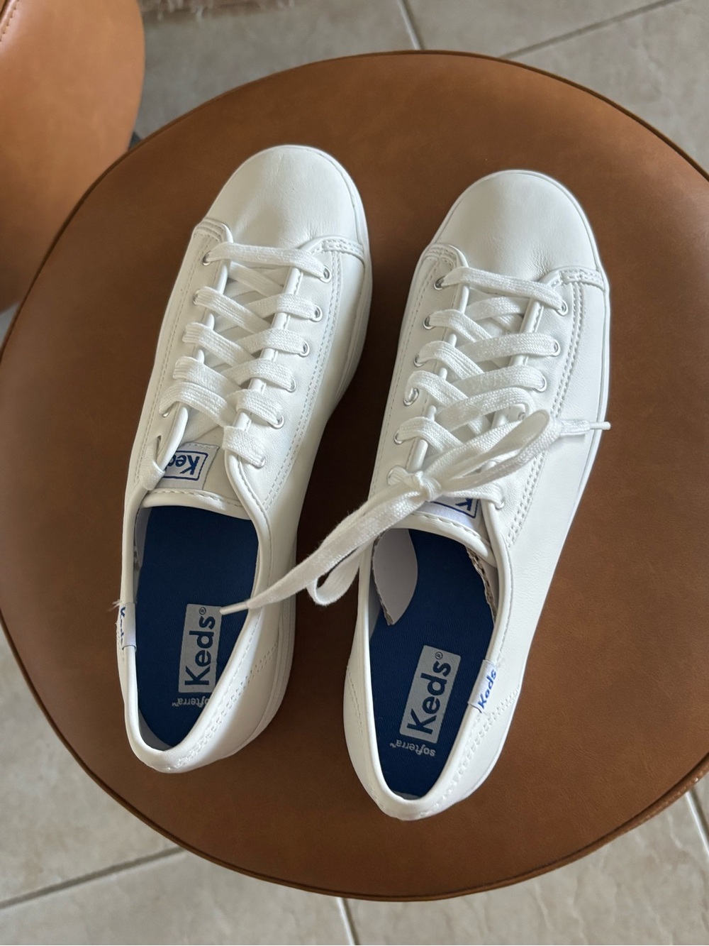 Keds Women’s Triple Kick Leather White Sneaker Size 8